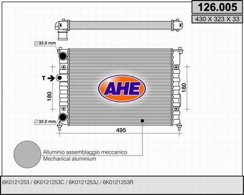 AHE 126.005 - Радіатор, охолодження двигуна avtolavka.club