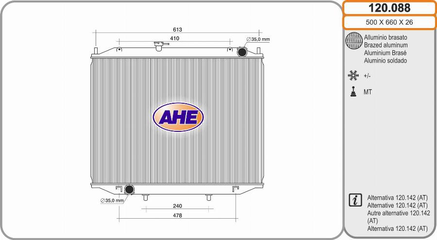 AHE 120.088 - Радіатор, охолодження двигуна avtolavka.club