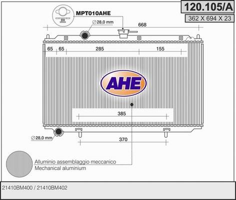 AHE 120.105/A - Радіатор, охолодження двигуна avtolavka.club