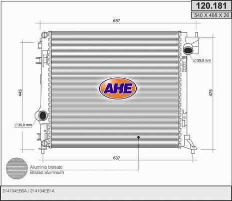 AHE 120.181 - Радіатор, охолодження двигуна avtolavka.club