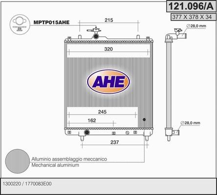 AHE 121.096/A - Радіатор, охолодження двигуна avtolavka.club