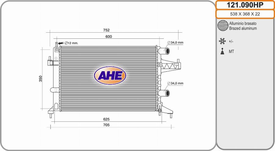 AHE 121.090HP - Радіатор, охолодження двигуна avtolavka.club