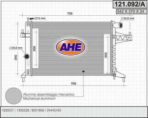 AHE 121.092/A - Радіатор, охолодження двигуна avtolavka.club