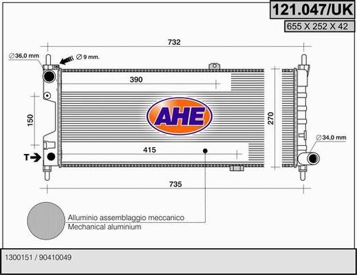 AHE 121.047/UK - Радіатор, охолодження двигуна avtolavka.club