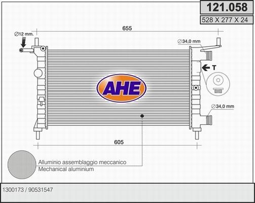 AHE 121.058 - Радіатор, охолодження двигуна avtolavka.club