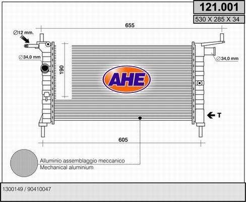AHE 121.001 - Радіатор, охолодження двигуна avtolavka.club