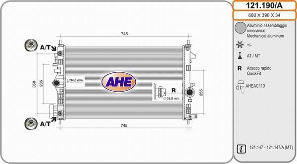 AHE 121.190/A - Радіатор, охолодження двигуна avtolavka.club