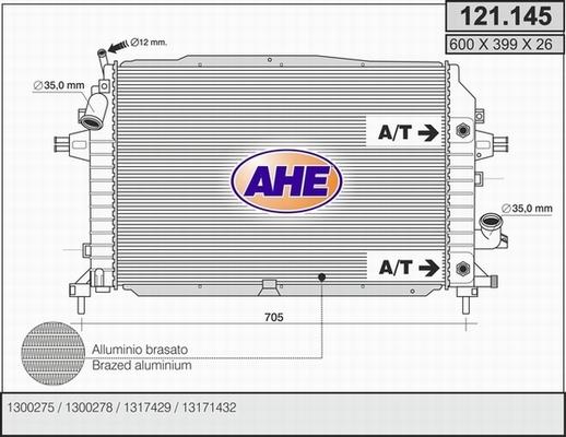 AHE 121.145 - Радіатор, охолодження двигуна avtolavka.club