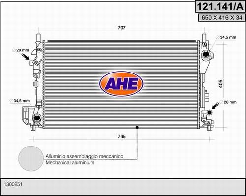AHE 121.141/A - Радіатор, охолодження двигуна avtolavka.club