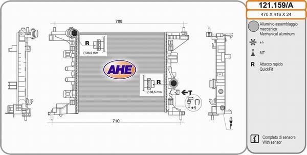 AHE 121.159/A - Радіатор, охолодження двигуна avtolavka.club