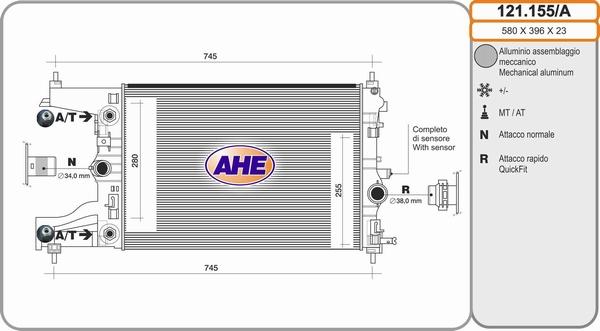 AHE 121155/A - Радіатор, охолодження двигуна avtolavka.club