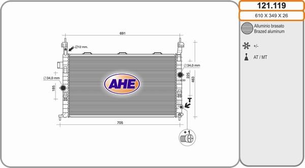 AHE 121.119 - Радіатор, охолодження двигуна avtolavka.club