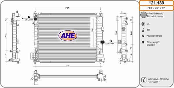 AHE 121.189 - Радіатор, охолодження двигуна avtolavka.club