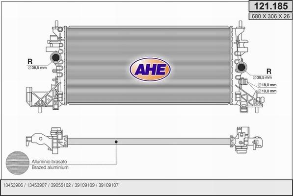 AHE 121.185 - Радіатор, охолодження двигуна avtolavka.club