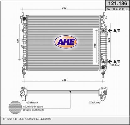 AHE 121.186 - Радіатор, охолодження двигуна avtolavka.club