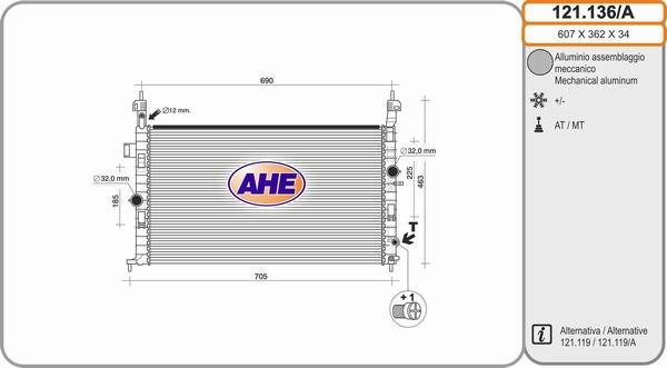 AHE 121.136 - Радіатор, охолодження двигуна avtolavka.club