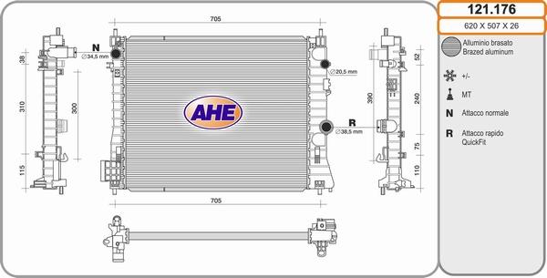 AHE 121.176 - Радіатор, охолодження двигуна avtolavka.club