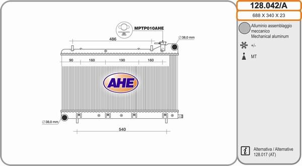 AHE 128.042/A - Радіатор, охолодження двигуна avtolavka.club