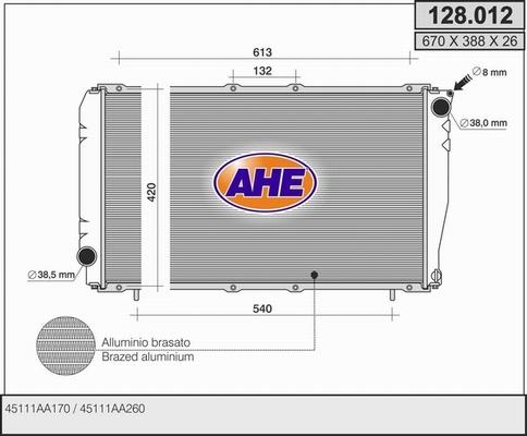 AHE 128.012 - Радіатор, охолодження двигуна avtolavka.club