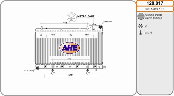 AHE 128.017 - Радіатор, охолодження двигуна avtolavka.club