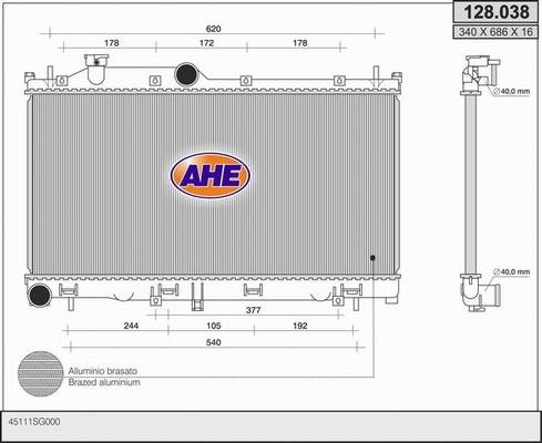 AHE 128.038 - Радіатор, охолодження двигуна avtolavka.club