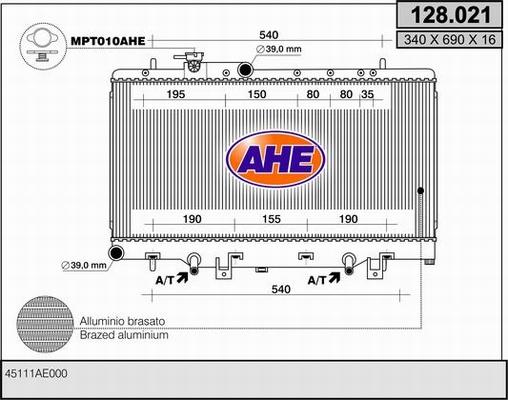 AHE 128.021 - Радіатор, охолодження двигуна avtolavka.club