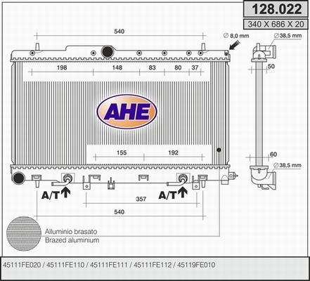 AHE 128.022 - Радіатор, охолодження двигуна avtolavka.club