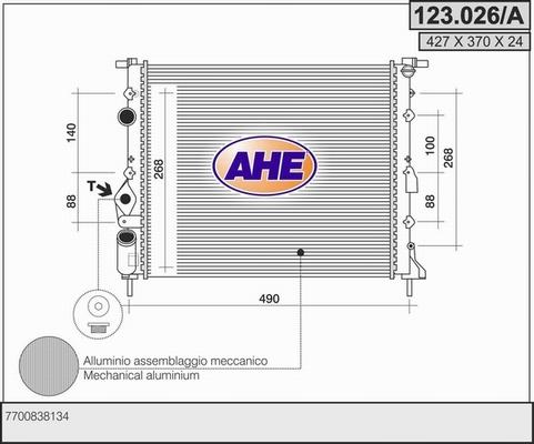 AHE 123.026/A - Радіатор, охолодження двигуна avtolavka.club