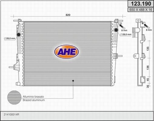 AHE 123.190 - Радіатор, охолодження двигуна avtolavka.club