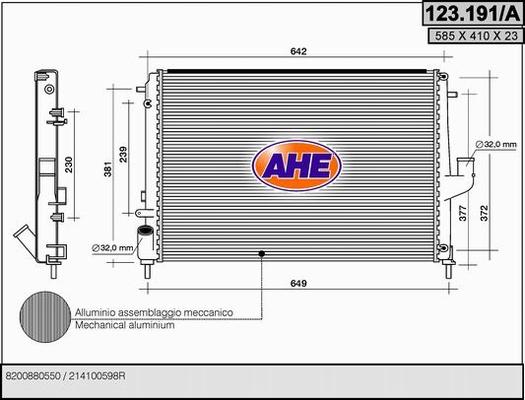 AHE 123.191/A - Радіатор, охолодження двигуна avtolavka.club