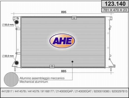 AHE 123.140 - Радіатор, охолодження двигуна avtolavka.club