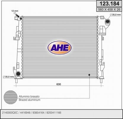 AHE 123.184 - Радіатор, охолодження двигуна avtolavka.club