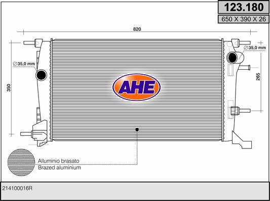 AHE 123.180 - Радіатор, охолодження двигуна avtolavka.club