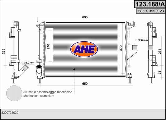 AHE 123.188/A - Радіатор, охолодження двигуна avtolavka.club