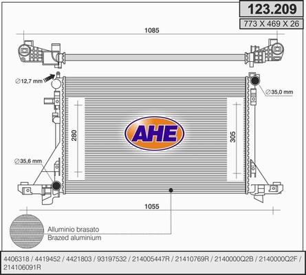 AHE 123.209 - Радіатор, охолодження двигуна avtolavka.club