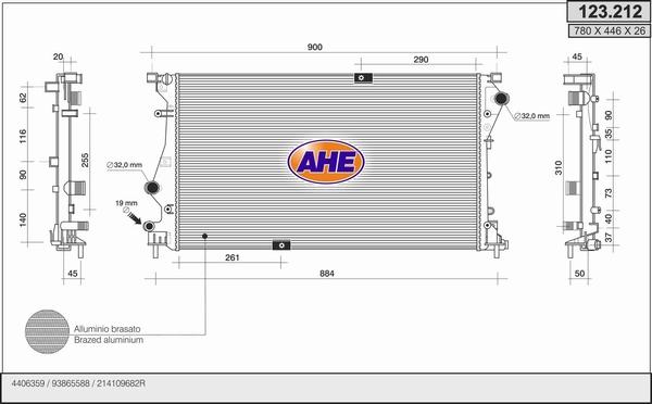 AHE 123.212 - Радіатор, охолодження двигуна avtolavka.club