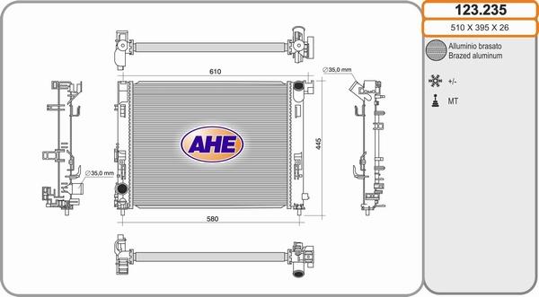 AHE 123235 - Радіатор, охолодження двигуна avtolavka.club