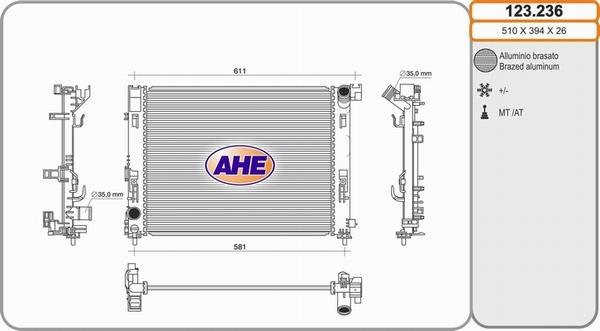 AHE 123.236 - Радіатор, охолодження двигуна avtolavka.club