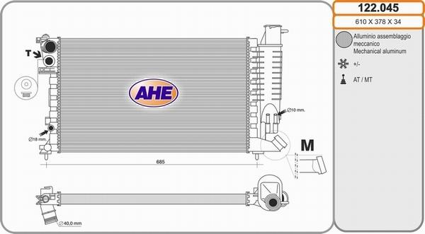 AHE 122.045 - Радіатор, охолодження двигуна avtolavka.club