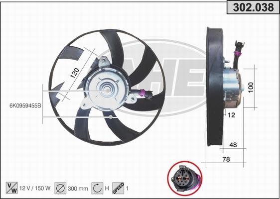 AHE 302.038 - Вентилятор, охолодження двигуна avtolavka.club