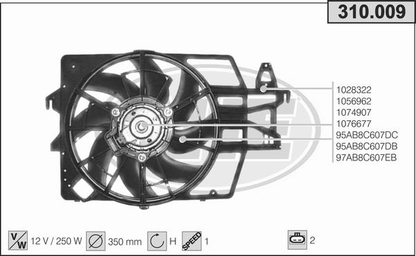 AHE 310.009 - Вентилятор, охолодження двигуна avtolavka.club