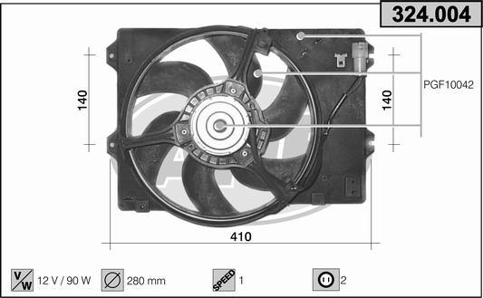 AHE 324.004 - Вентилятор, охолодження двигуна avtolavka.club