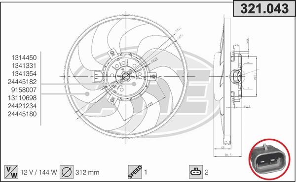 AHE 321.043 - Вентилятор, охолодження двигуна avtolavka.club