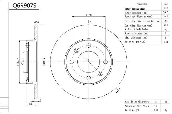 Aisin Q6R907S - Гальмівний диск avtolavka.club