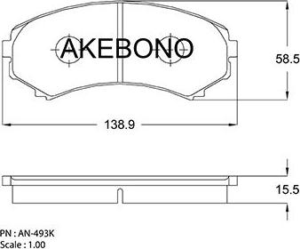 Akebono AN-493KE - Гальмівні колодки, дискові гальма avtolavka.club