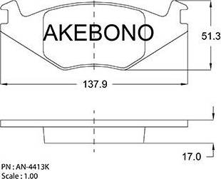 Akebono AN-4413K - Гальмівні колодки, дискові гальма avtolavka.club