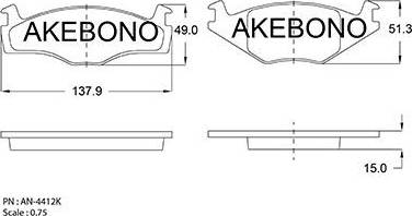 Akebono AN-4412K - Гальмівні колодки, дискові гальма avtolavka.club