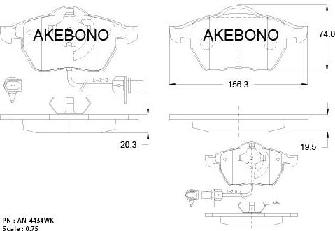 Akebono AN-4434WKE - Гальмівні колодки, дискові гальма avtolavka.club