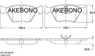 Akebono AN-4435K - Гальмівні колодки, дискові гальма avtolavka.club