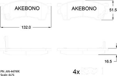 Akebono AN-447WK - Гальмівні колодки, дискові гальма avtolavka.club